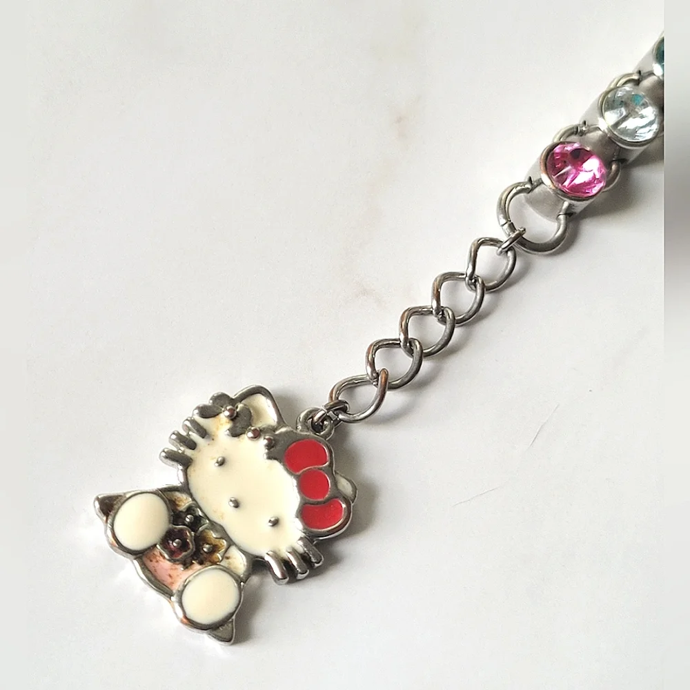 Hello Kitty Sanrio Enamel Charm Multicolor Rhinestone Tennis Bracelet - Picture 3 of 6